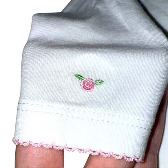 Kissy Kissy Baby Girl Cardigan Sweater 3-6M White Pink Rose Embroidered Pima - Picture 5 of 8
